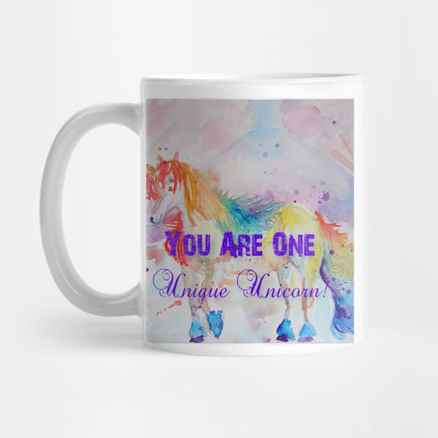 Unicorn Watercolor Painting Unique Quote Rainbow by SarahRajkotwala